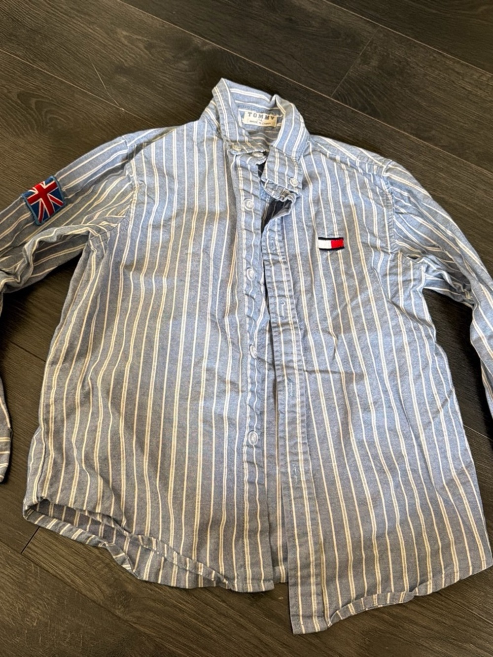 Tommy Hilfiger Men’s Blue White Stripe Button-Up Shirt